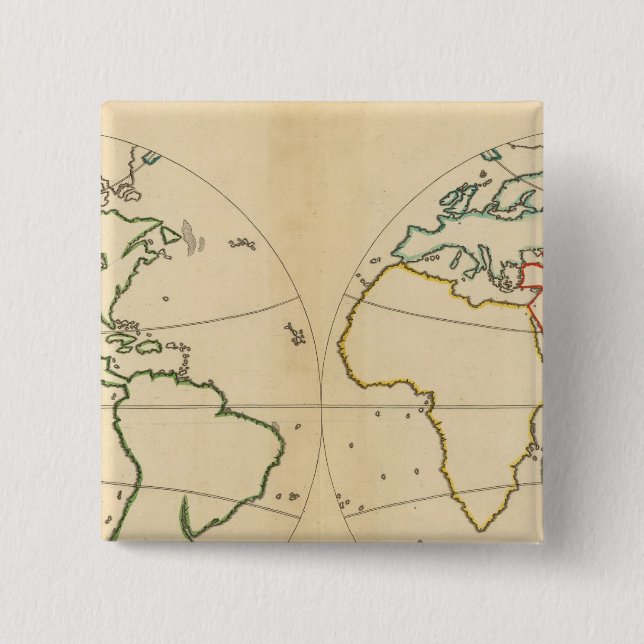 Chapa Cuadrada Mapa mundial con 5 zonas (Anverso)