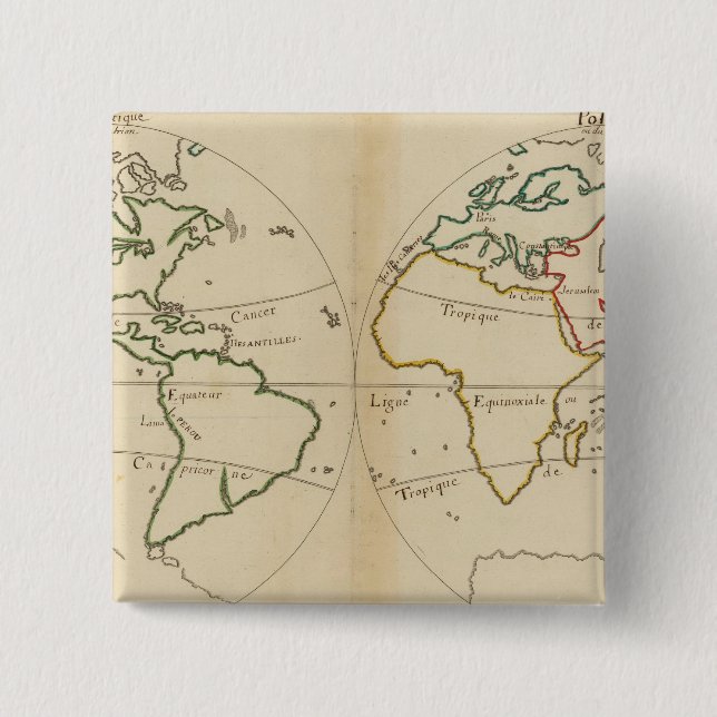 Chapa Cuadrada Mapa mundial con trópicos (Anverso)
