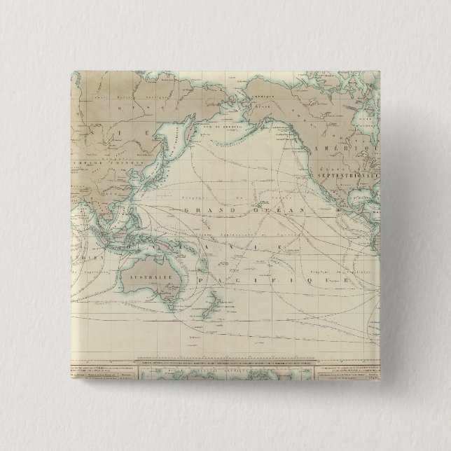 Chapa Cuadrada Mapa Mundial de Canales de Navegación (Anverso)