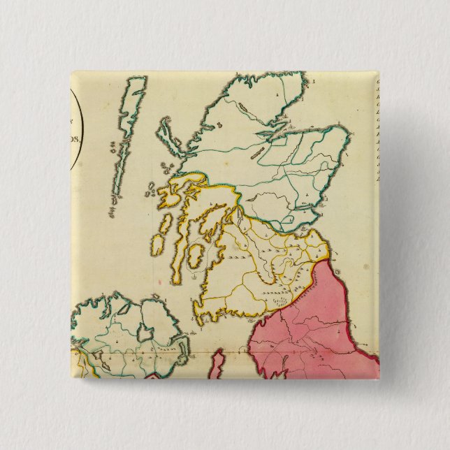Chapa Cuadrada Mapa plano Islas Británicas (Anverso)