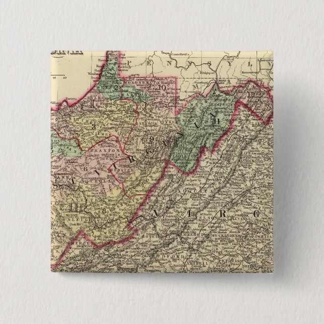 Chapa Cuadrada Mapa político de Virginia Occidental (Anverso)