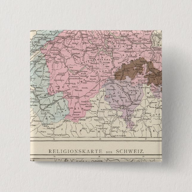 Chapa Cuadrada Mapa religioso y lingüístico de Suiza (Anverso)