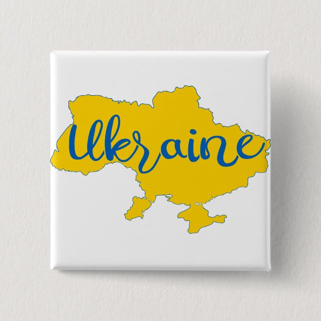 Chapa Cuadrada Mapa y letras de Ucrania (Anverso)