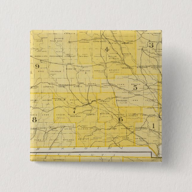 Chapa Cuadrada Mapas estatales de Iowa (Anverso)
