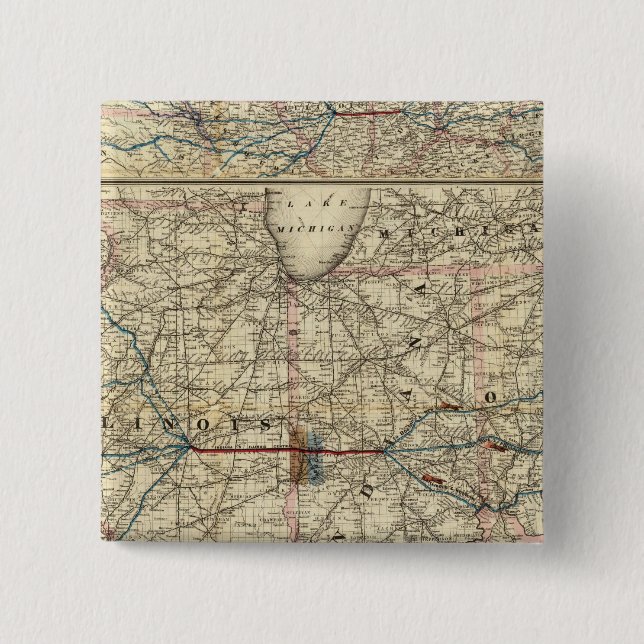 Chapa Cuadrada Mapas mostrando la Indiana (Anverso)