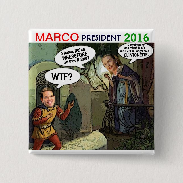 Chapa Cuadrada Marco Rubio para el presidente 2016 (Anverso)