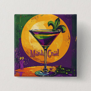 Chapa Cuadrada Mardi Gras de mediados de siglo Martini Fleur De L