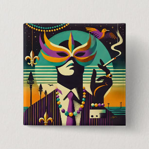 Chapa Cuadrada Mardi Gras Mr. Death El hombre fumador
