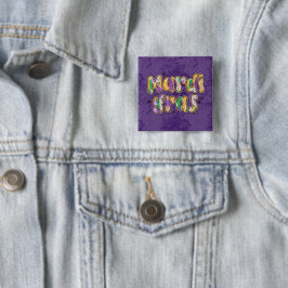 Chapa Cuadrada Mardi Gras verde amarillo morado