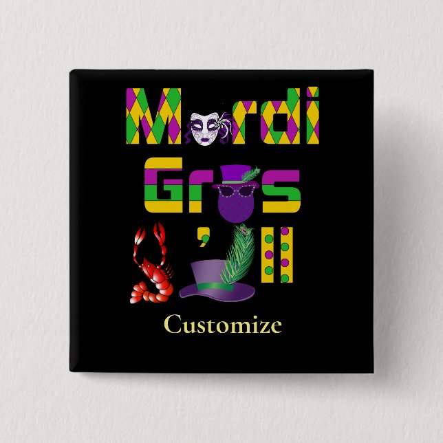 Chapa Cuadrada Mardi Gras Y'all Thunder_Cove (Anverso)