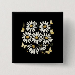 Chapa Cuadrada Margarita soleada florece flor amarilla retro