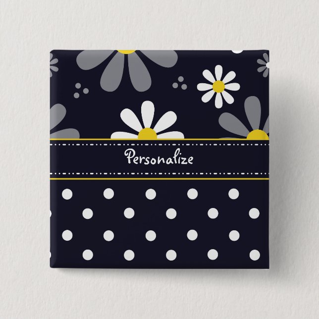 Chapa Cuadrada Margaritas femeninas y lunares de la MOD con (Anverso)