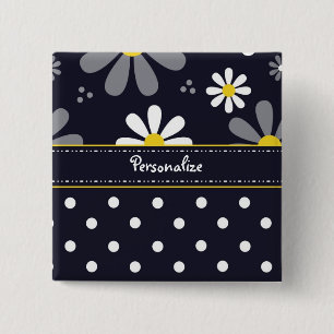 Chapa Cuadrada Margaritas femeninas y lunares de la MOD con