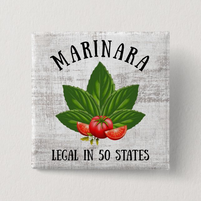 Chapa Cuadrada Marinara Legal en 50 estados Basil y Tomates (Anverso)