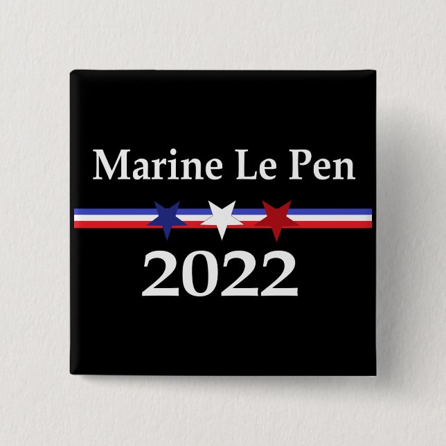 Chapa Cuadrada Marine Le Pen 2022 Presidente Francia (Anverso)