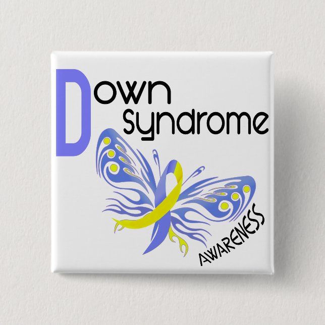 Chapa Cuadrada MARIPOSA 3,1 de Síndrome de Down (Anverso)