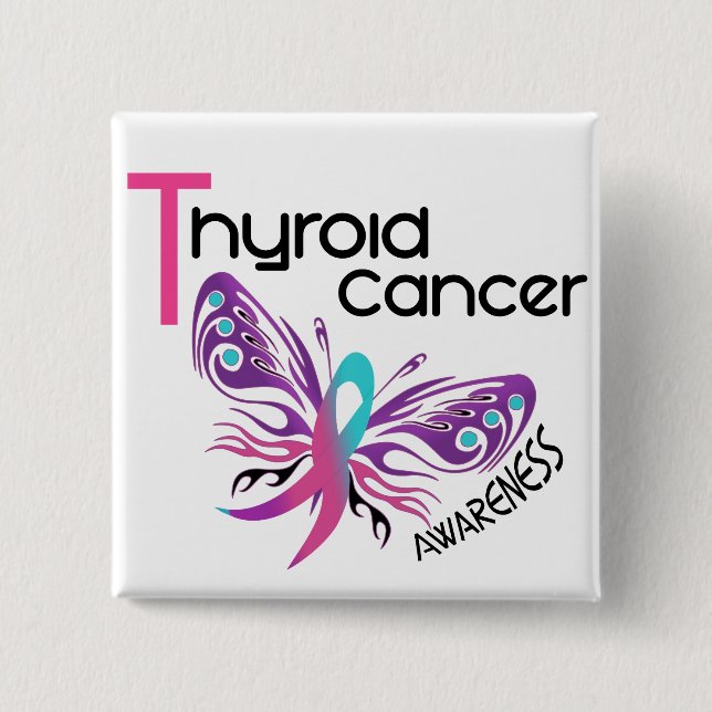 Chapa Cuadrada MARIPOSA 3,1 del cáncer de tiroides (Anverso)