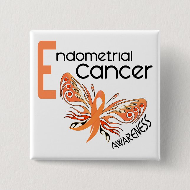 Chapa Cuadrada MARIPOSA 3,1 del cáncer endometrial (Anverso)
