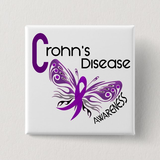 Chapa Cuadrada MARIPOSA 3 de la enfermedad de Crohn (Anverso)
