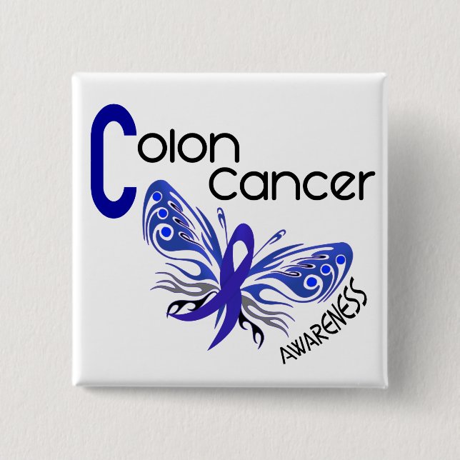Chapa Cuadrada MARIPOSA 3 del cáncer de colon (Anverso)
