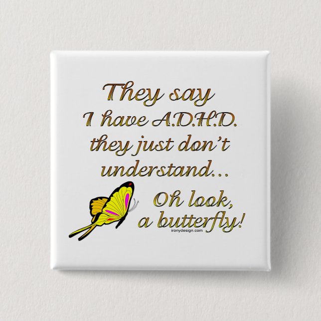 Chapa Cuadrada Mariposa ADHD (Anverso)