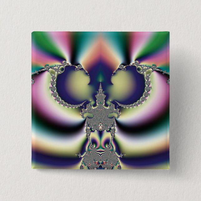 Chapa Cuadrada Mariposa Arcoíris (Anverso)