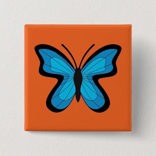 Chapa Cuadrada Mariposa azul (Anverso)
