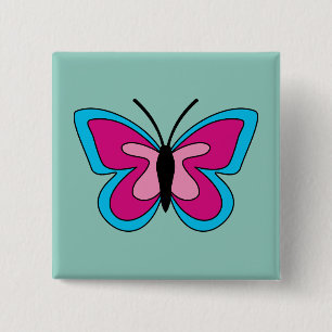 Chapa Cuadrada Mariposa azul magenta rosa