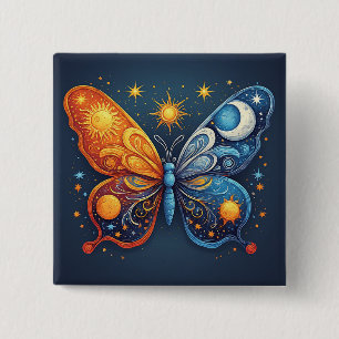 Chapa Cuadrada Mariposa de dos colores sobre sol brillante