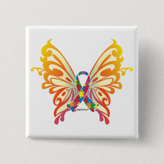 Chapa Cuadrada Mariposa de la cinta del autismo