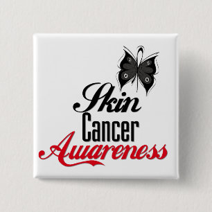 Chapa Cuadrada Mariposa de la conciencia del cáncer de piel