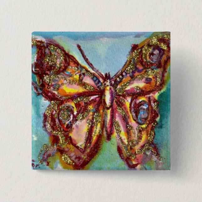 CHAPA CUADRADA MARIPOSA DE ORO EN AZUL (Anverso)