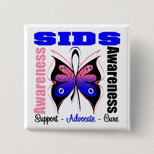 Chapa Cuadrada Mariposa de sensibilización de los pequeños Estado