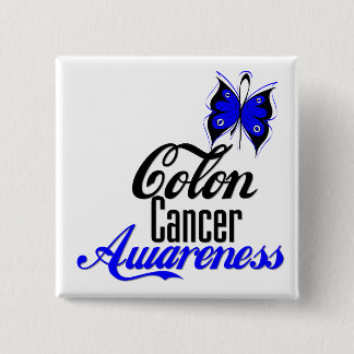 Chapa Cuadrada Mariposa de sensibilización sobre el cáncer de col