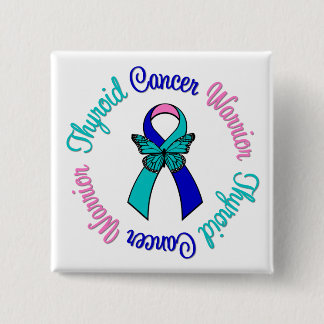 Chapa Cuadrada Mariposa del guerrero del cáncer de tiroides