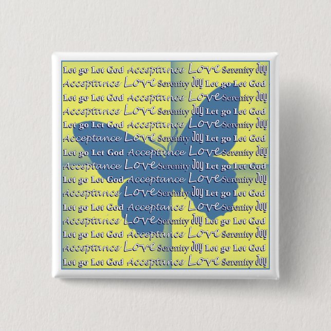 Chapa Cuadrada Mariposa eslogan (Anverso)