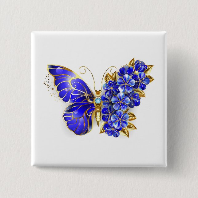 Chapa Cuadrada Mariposa Flor Zafiro (Anverso)