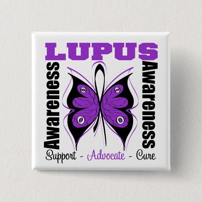 Chapa Cuadrada Mariposa Lupus Awareness (Anverso)