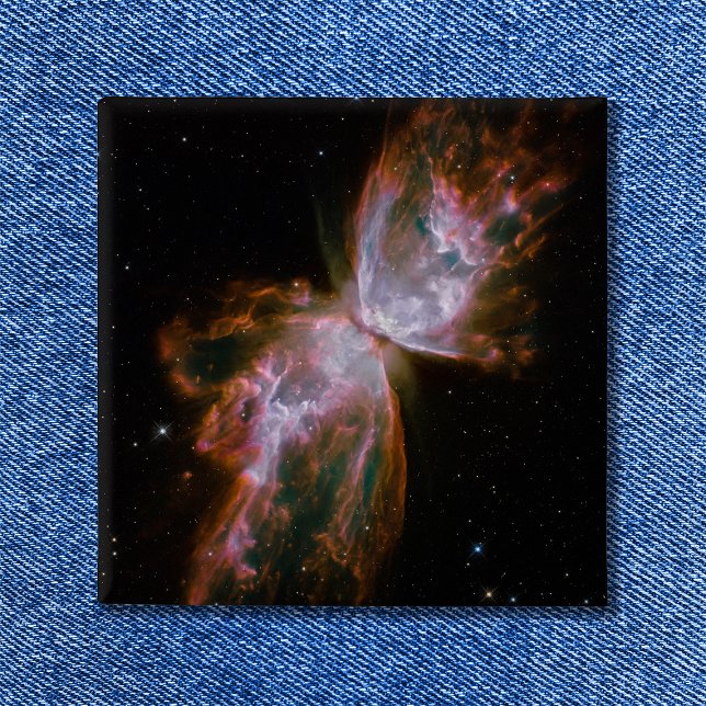 Chapa Cuadrada Mariposa Nebulosa Espacio Celestial Foto (Butterfly Nebula Button)