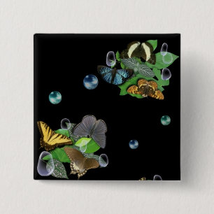 Chapa Cuadrada Mariposas en hojas
