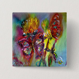 Chapa Cuadrada MARIPOSAS ROJAS EN los CARDOS AMARILLOS, CIELO