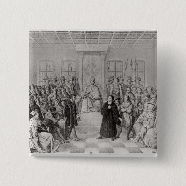 Chapa Cuadrada Martin Luther delante de Charles V (Anverso)