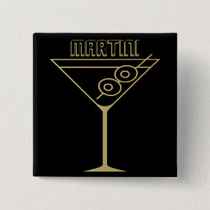 Chapa Cuadrada Martini de oro moderno de mediados de siglo con 2 