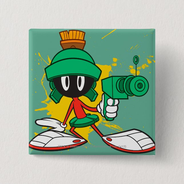 Chapa Cuadrada MARVIN EL MARTIAN™ con un láser (Anverso)