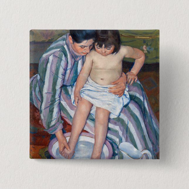 Chapa Cuadrada Mary Cassatt - El baño del niño / El baño (Anverso)
