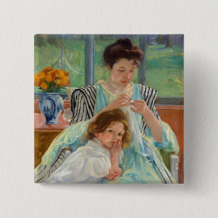 Chapa Cuadrada Mary Cassatt - Joven Madre Cosiedo