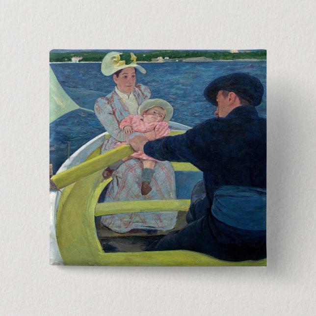 Chapa Cuadrada Mary Cassatt - La Fiesta del barco (Anverso)
