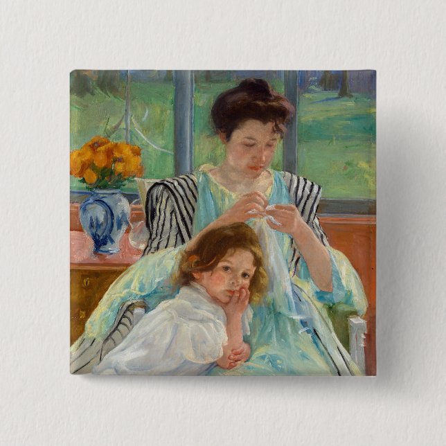 Chapa Cuadrada Mary Cassatt - Madre joven masticando (Anverso)