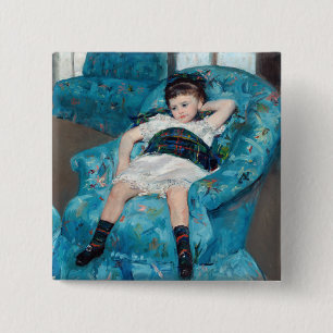 Chapa Cuadrada Mary Cassatt - Niña pequeña en una butaca azul