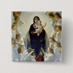 Chapa Cuadrada Mary con ángeles - Regina Angelorum